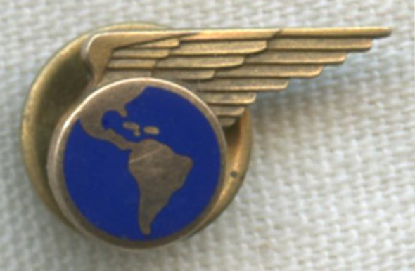 1930s PAA (Pan American Airways) 3 Years of Service Lapel Pin in 10K Gold by Balfour