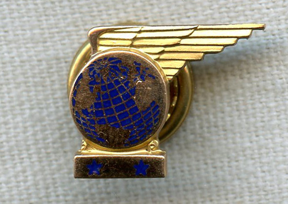 Mid 1940s Pan Am 10 year Service Lapel Pin in 10 karat gold by Balfour