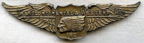 Ext. Rare Indian-Made TWA Wing of ATC Pilot George C. Toop. Theater-Made