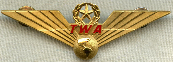 Early 60s Trans World Airlines 2nd Issue Gold Filled Captain Wing of Capt. George Cole Toop