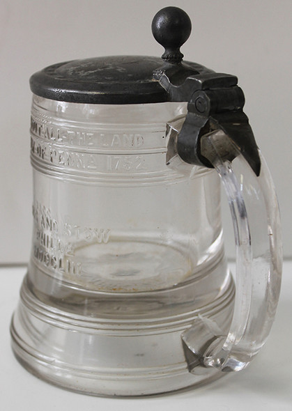 Wonderful US Centennial Exposition Liberty Bell Pewter Lidded Stein - Named to W. Keller