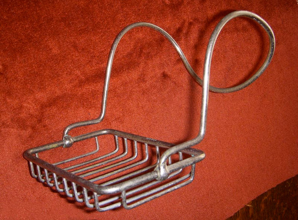 Circa 1900 Nickeled Brass "San-O-La" Claw Foot Bathtub Cage Type Soap Holder by Am. Brass Co