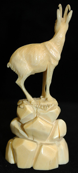 Lovely, Late 19th C. Ivory Carving of a Stag on a Rocky Promontory from Konigssee, Bavaria