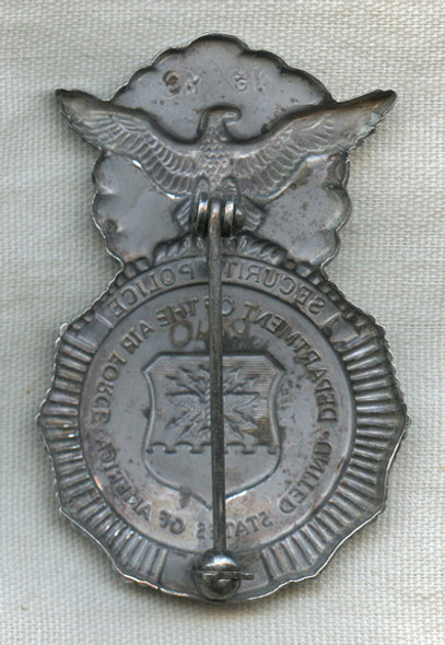 Beautiful, Early Variant USAF Security Police Badge Hand - #'d 0459