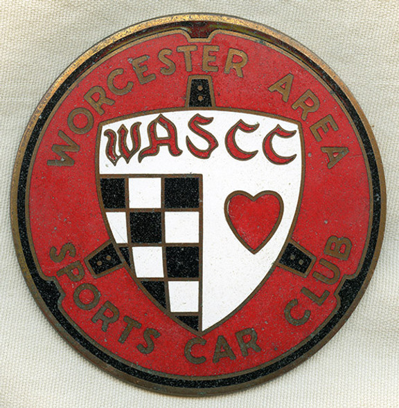 Great Vintage 1950's - 1960's Worcester (MA) Area Sports Car Club Large Enameled Auto Badge
