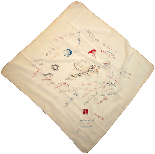 Wonderful Circa early 1942 AVG "Christmas Scarf" With Embroidered Tiger & Autographs
