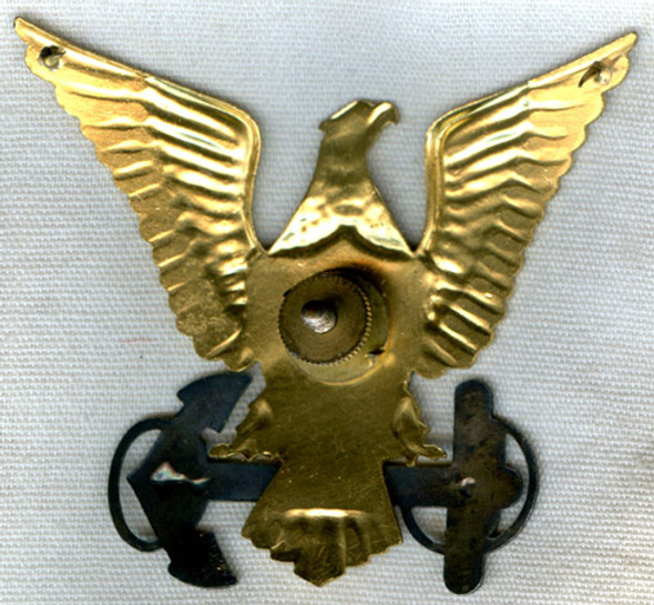 Rare 1920s USCG Officer Cap Badge by Robbins Co. in Plated Brass