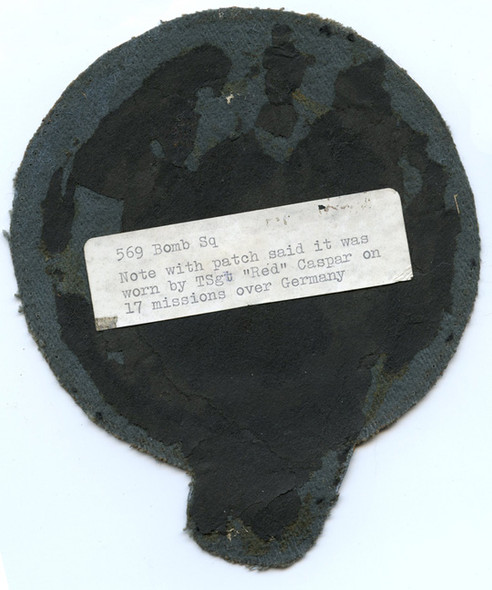 USAAF 569th Bomb Squadron, 390th Bomb Group, 8th AF Patch Worn by Tsgt. "Red" Caspar