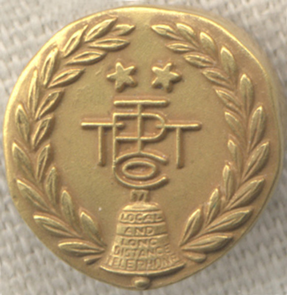 1930's 10 Karat Gold Pacific Telephone and Telegraph Co. 10 Years of Service Lapel Pin
