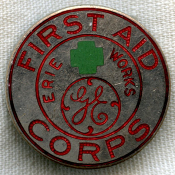 1930s-WWII General Electric Erie Works Plant First Aid Corps Badge By Whitehead & Hoag