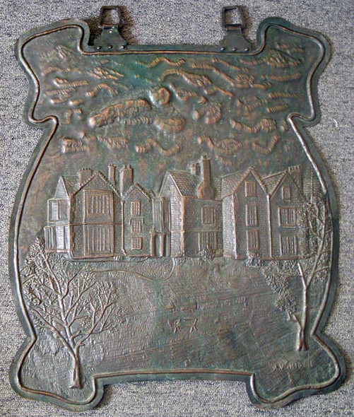 Wonderful Ca. 1900 British Arts & Crafts Hand Hammered 2-D Copper Sign by Artist A. W. Kiddie