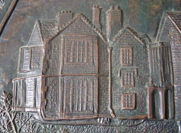 Wonderful Ca. 1900 British Arts & Crafts Hand Hammered 2-D Copper Sign by Artist A. W. Kiddie