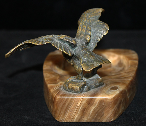 Austrian Cold Painted Bronze Eagle & Marble Cufflink Tray