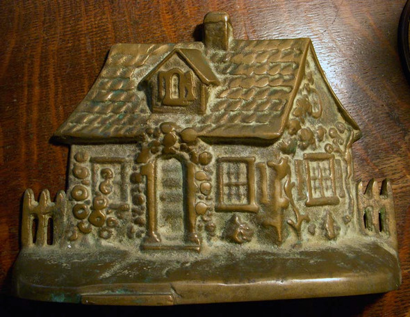 Vintage 1920's Albany Foundry Brass Cape Code Cottage Doorstop