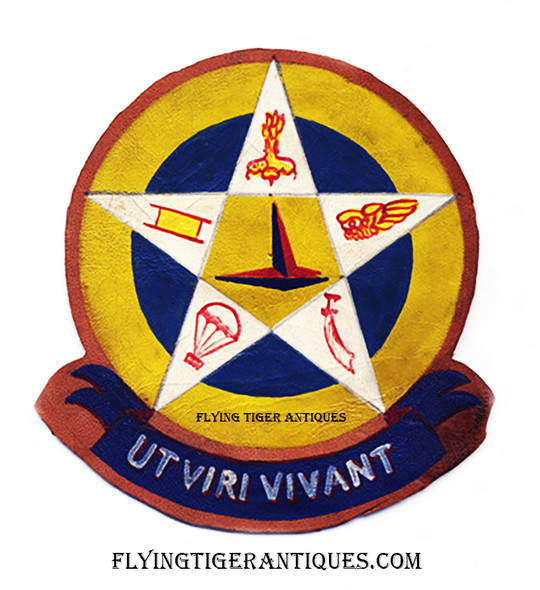 Extremely Rare WWII CBI ATC 10th Air Force USAAF AIR JUNGLE RESCUE 1352nd Army Air Force Base Unit Burmese Made Leather Jacket Patch