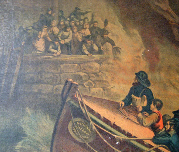 1870s-1880s National Lifeboat Institution Stone Litho Rescue Print