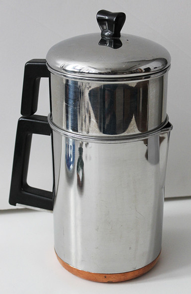 Rare 1950's Thermic Ray Stainless Steel & Copper 8-Cup Stove Top Drip Coffee Maker