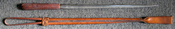 Wonderful Old Leather Riding Crop with Huge Concealed Three-Sided Blade Dagger