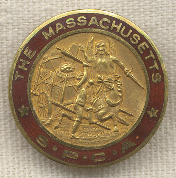 Beautiful Ca 1900 Massachusetts Society for the Prevention of Cruelty to Animals Member Lapel Badge