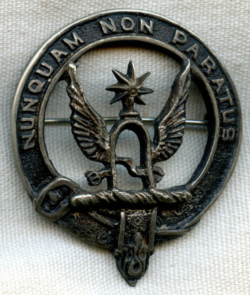 1910s-1920s Clan Johnstone Scottish Badge Silver-Plated Made in Scotland