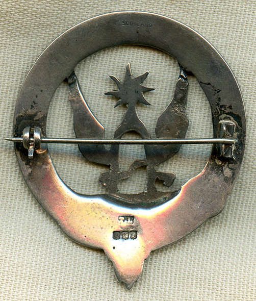 Lovely Medium-Sized Clan Johnstone (or Johnston) Badge in Sterling Silver. Edinburgh 1949 Date Stamp