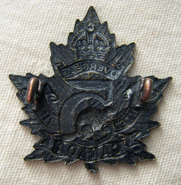 Minty WWI CEF 5th Mounted Rifles Overseas Battalion Cap Badge