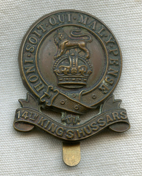 Scarce WWI Period 14th King's Hussars Enlisted Man Cap Badge