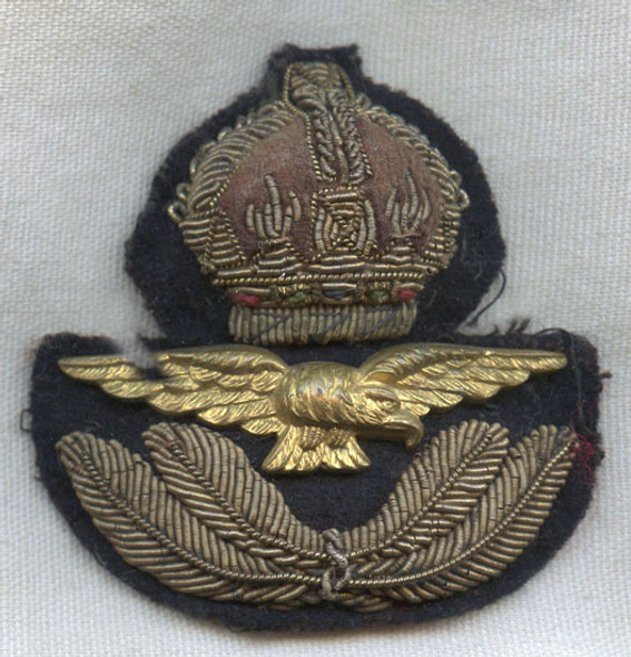 Well worn WWII Royal - Royal Canadian - Royal Australian AF (RAF-RCAF-RAAF) Officer Hat Badge