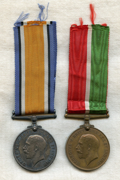 Rare Named WWI Pair of UK War Service and Mercantile Marine Medals with Paperwork