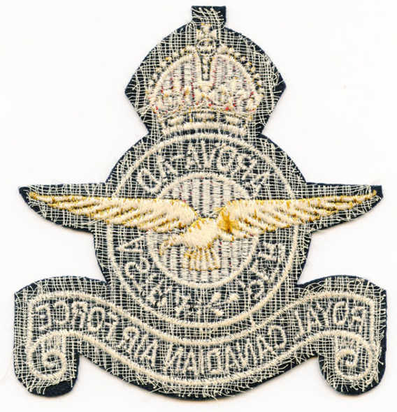 WWII Royal Canadian Air Force RCAF Jacket Patch in Silk on Wool