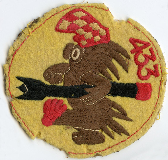 Rare 1950's RCAF 433 All Weather Fighter Squadron Jacket Patch w/ Walt Kelly's 'Porky Pine