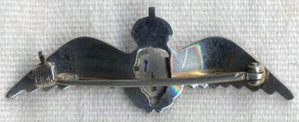 WWII Royal Canadian Air Force RCAF Cap or Sweetheart Wing by Birks in 10K White Gold