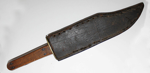 Great 1870's Cowboy's Bowie Knife by Manhattan Cutlery Co. with Rugged, Handmade Leather Sheath