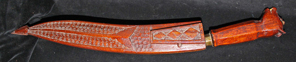 Cool 1930's-40's Philippine Short Sword with Hand-Carved Handle & Sheath. Boars Head