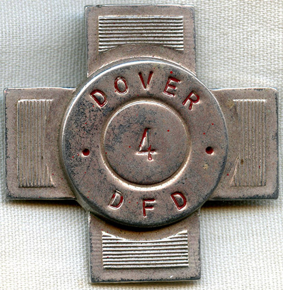 1940's Dover, New Hampshire Fire Dept. Hat Badge from Engine Co. 4