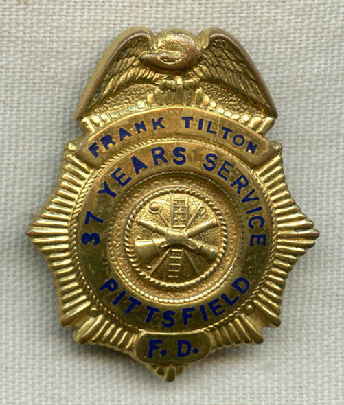 1940s Pittsfield, New Hampshire Fire Department Retirement Badge of Frank Tilton