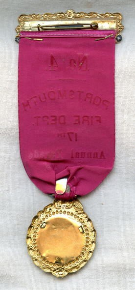 1903 Portsmouth, New Hampshire Fire Department Annual Parade Ribbon with Photo Medallion