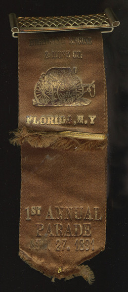 Scarce Early (1891) Parade Ribbon for Highland Engine & Hose Co. of Florida, New York