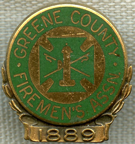 Beautiful Old 1950's Greene County, New York Firemen's Association Lapel Pin