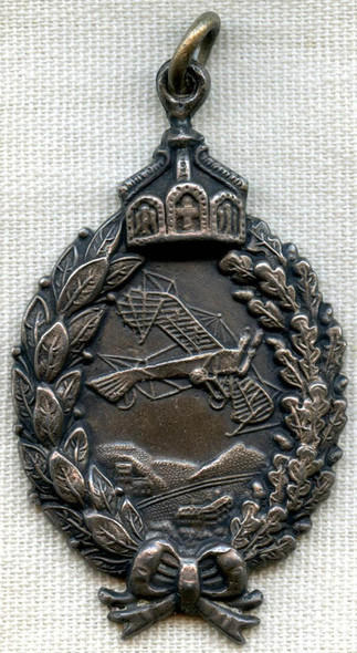 WWI Engraved Prussian Pilot Badge Pendant Named to Lt. R. Hilbenz