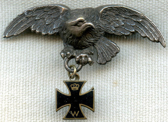 WWI Imperial German Aviation Patriotic Pin Eagle Gripping Iron Cross