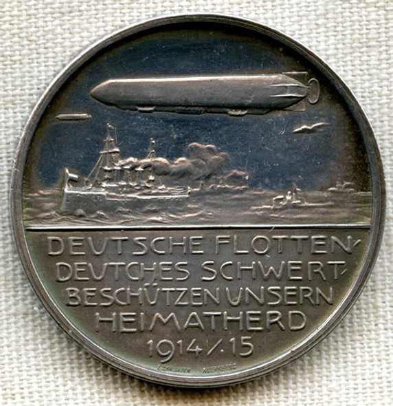 Rare Early WWI Count Zeppelin Table Medal in Silver Proof Strike