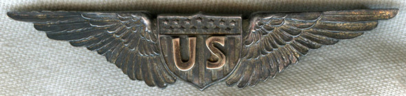 WWI US Air Service Chicago Style Pilot Wing with ID Bracelet