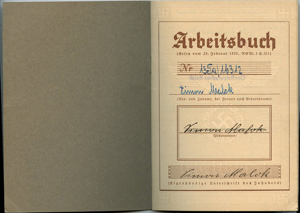 WWII (1940) Type II 3rd Reich Worker's Arbeitsbuch (Labor Booklet) with Hitler Stamps
