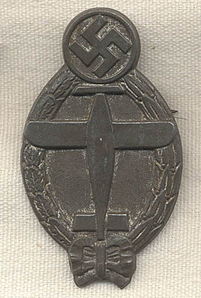 Unidentified RARE 1930's Nazi Germany DLV or Early NSFK Aviation Badge or Tinny in Silvered Steel