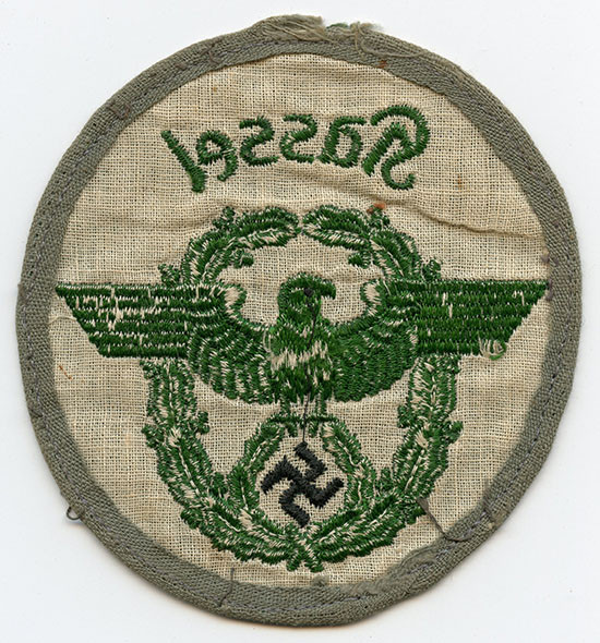 Scarce WWII Nazi Germany Schutzpolizei Summer Weight Sleeve Eagle from Kassel