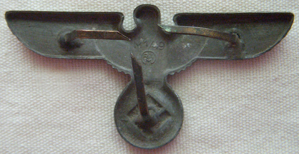 WWII Nazi Party Leader Visor Hat Badge Eagle in Anodized Zinc