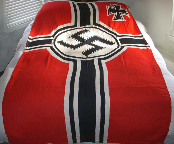 WWII Nazi Naval Kriegsmarine Battle Flag by Rare Maker Curt Brautigam, Plauen, Vogtland