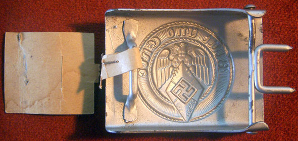 WWII Hitler Youth Painted Steel Belt Buckle with Original Detached Paper Tag