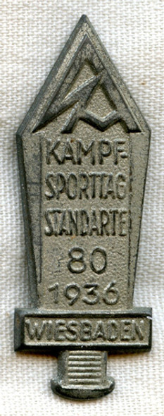 Rare 1936 Combat Sports Day Tinnie for SA Standarte 80 in Wiesbaden